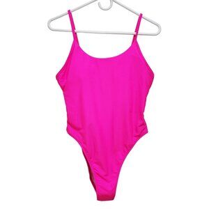 Hot Pink Womens One-Piece Swimsuit With Adjustable Straps Size Large